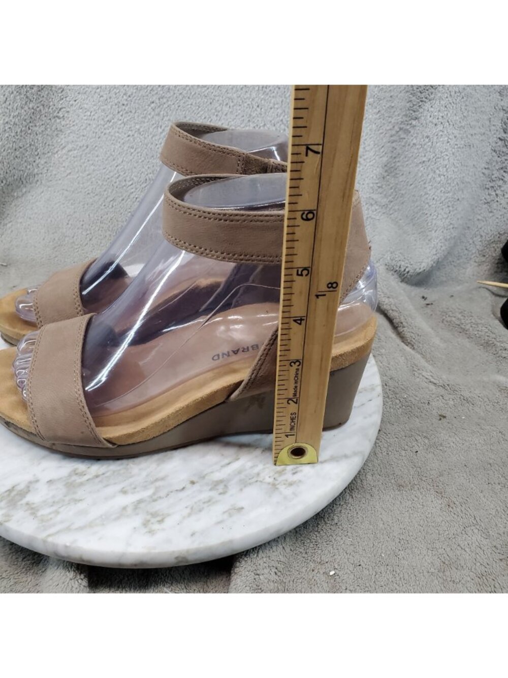 Lucky Brand Shoes Womens Size 7 Kanoa Tan Leather Wedge Sandals *Read* - Picture 2 of 10